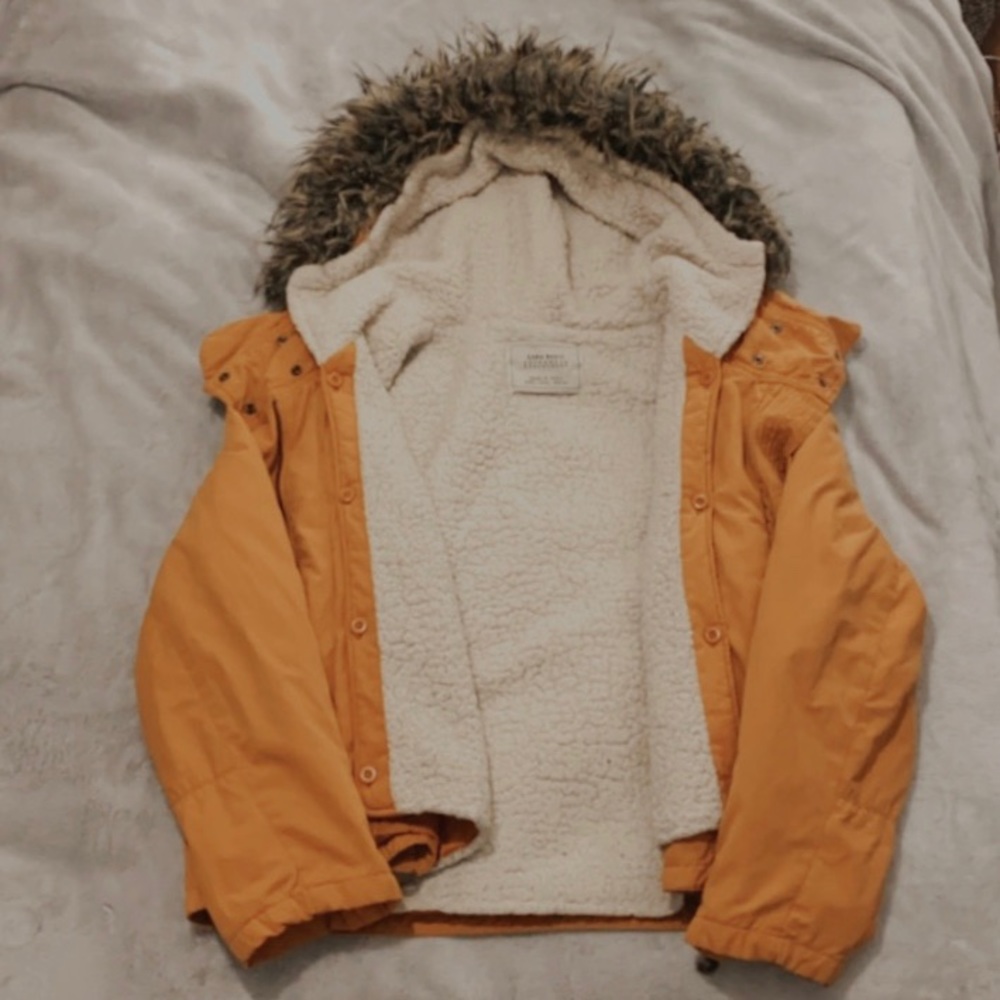 Zara Mustard Two-Layered Cotton Parka